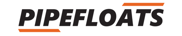 Pipefloats New Logo 2025. Lines Depicting the Orange Pipefloats and Hosefloats of which are Pipefloats Products